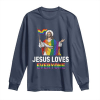 Funny Rainbow Jesus Loves Everyone Long Sleeve Shirt Religious LGBTQ Support