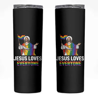 Funny Rainbow Jesus Loves Everyone Skinny Tumbler Religious LGBTQ Support