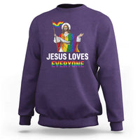 Funny Rainbow Jesus Loves Everyone Sweatshirt Religious LGBTQ Support