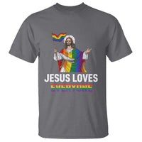 Funny Rainbow Jesus Loves Everyone T Shirt Religious LGBTQ Support