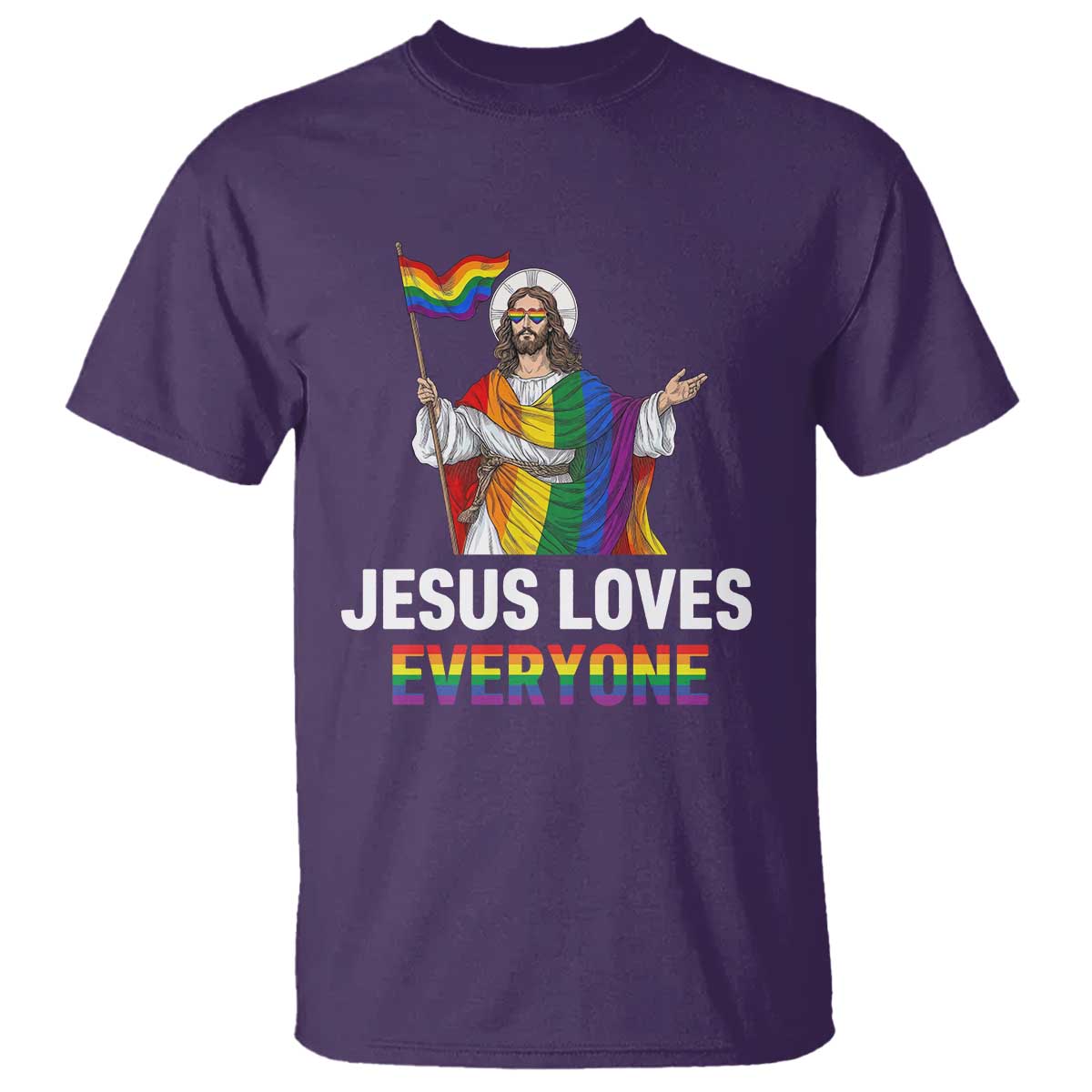 Funny Rainbow Jesus Loves Everyone T Shirt Religious LGBTQ Support