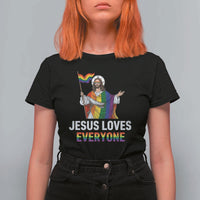 Funny Rainbow Jesus Loves Everyone T Shirt For Women Religious LGBTQ Support