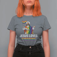 Funny Rainbow Jesus Loves Everyone T Shirt For Women Religious LGBTQ Support