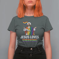 Funny Rainbow Jesus Loves Everyone T Shirt For Women Religious LGBTQ Support