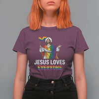 Funny Rainbow Jesus Loves Everyone T Shirt For Women Religious LGBTQ Support
