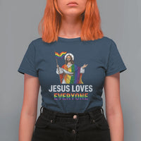 Funny Rainbow Jesus Loves Everyone T Shirt For Women Religious LGBTQ Support