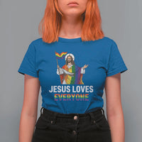 Funny Rainbow Jesus Loves Everyone T Shirt For Women Religious LGBTQ Support