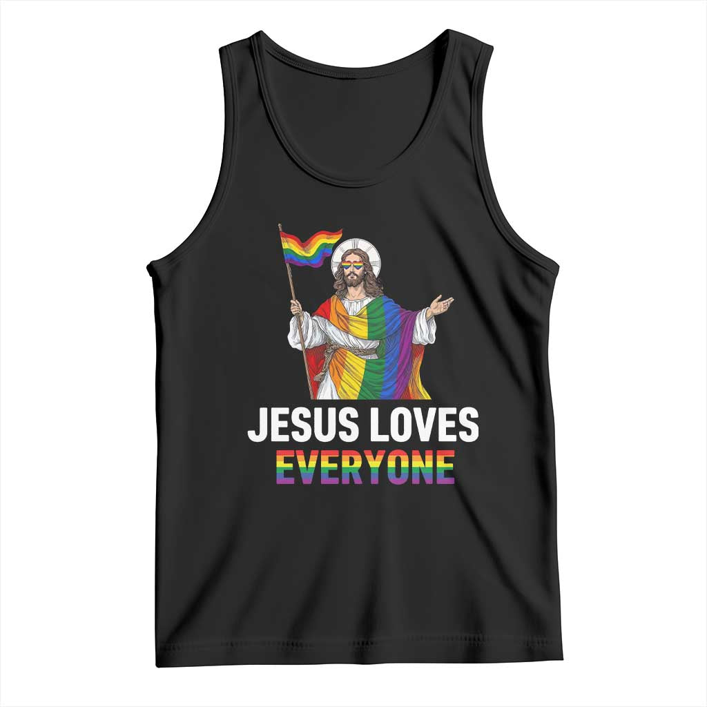 Funny Rainbow Jesus Loves Everyone Tank Top Religious LGBTQ Support