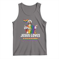 Funny Rainbow Jesus Loves Everyone Tank Top Religious LGBTQ Support
