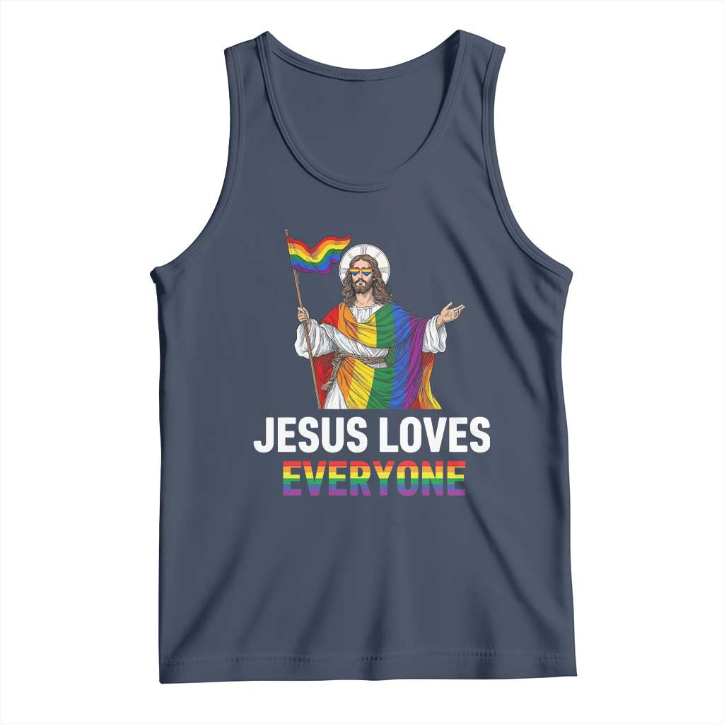 Funny Rainbow Jesus Loves Everyone Tank Top Religious LGBTQ Support