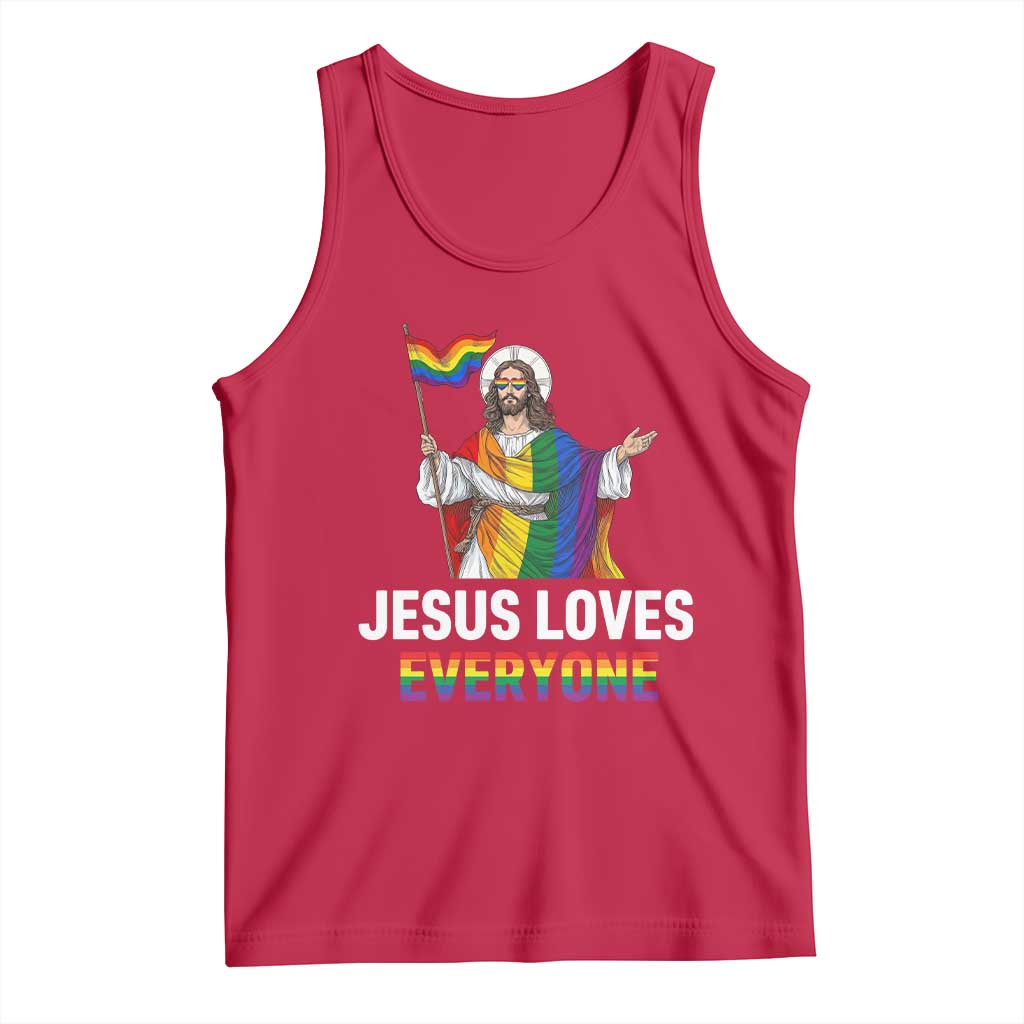Funny Rainbow Jesus Loves Everyone Tank Top Religious LGBTQ Support