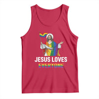 Funny Rainbow Jesus Loves Everyone Tank Top Religious LGBTQ Support