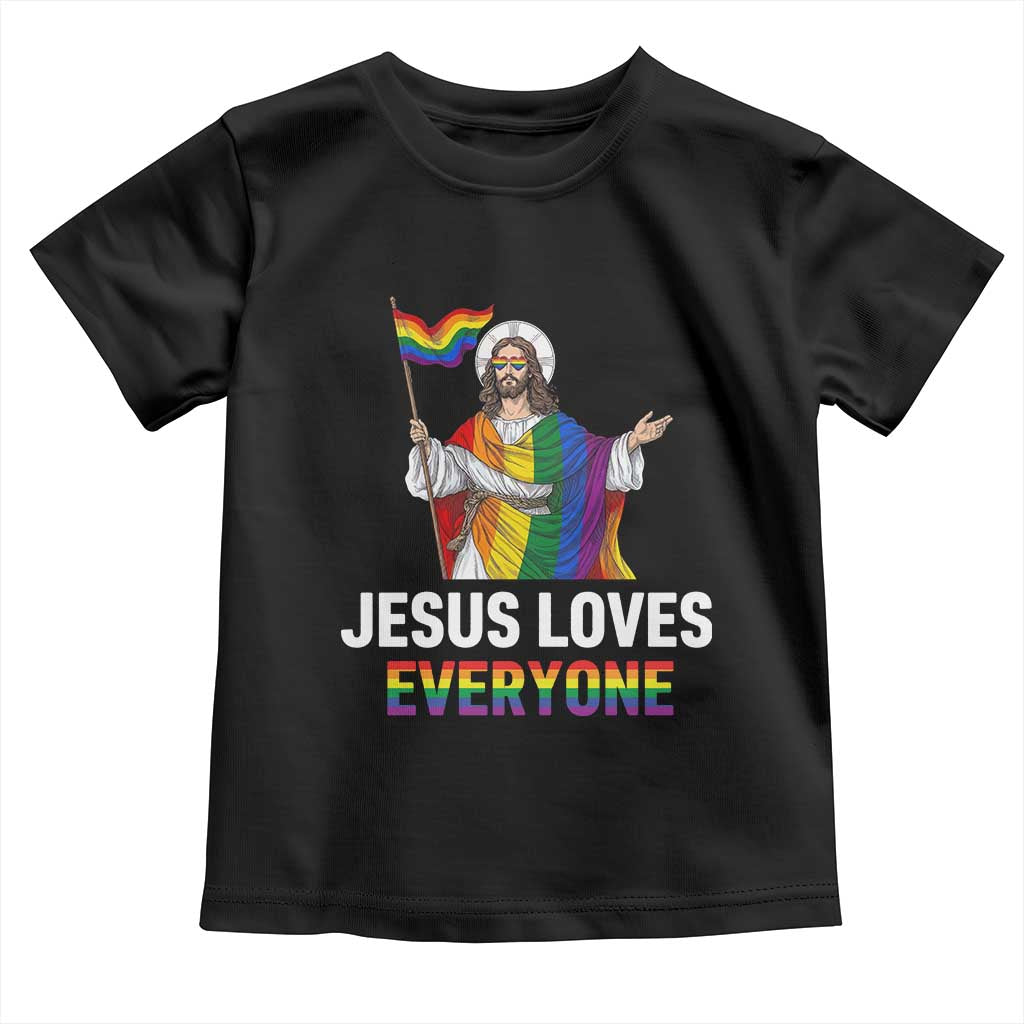 Funny Rainbow Jesus Loves Everyone Toddler T Shirt Religious LGBTQ Support