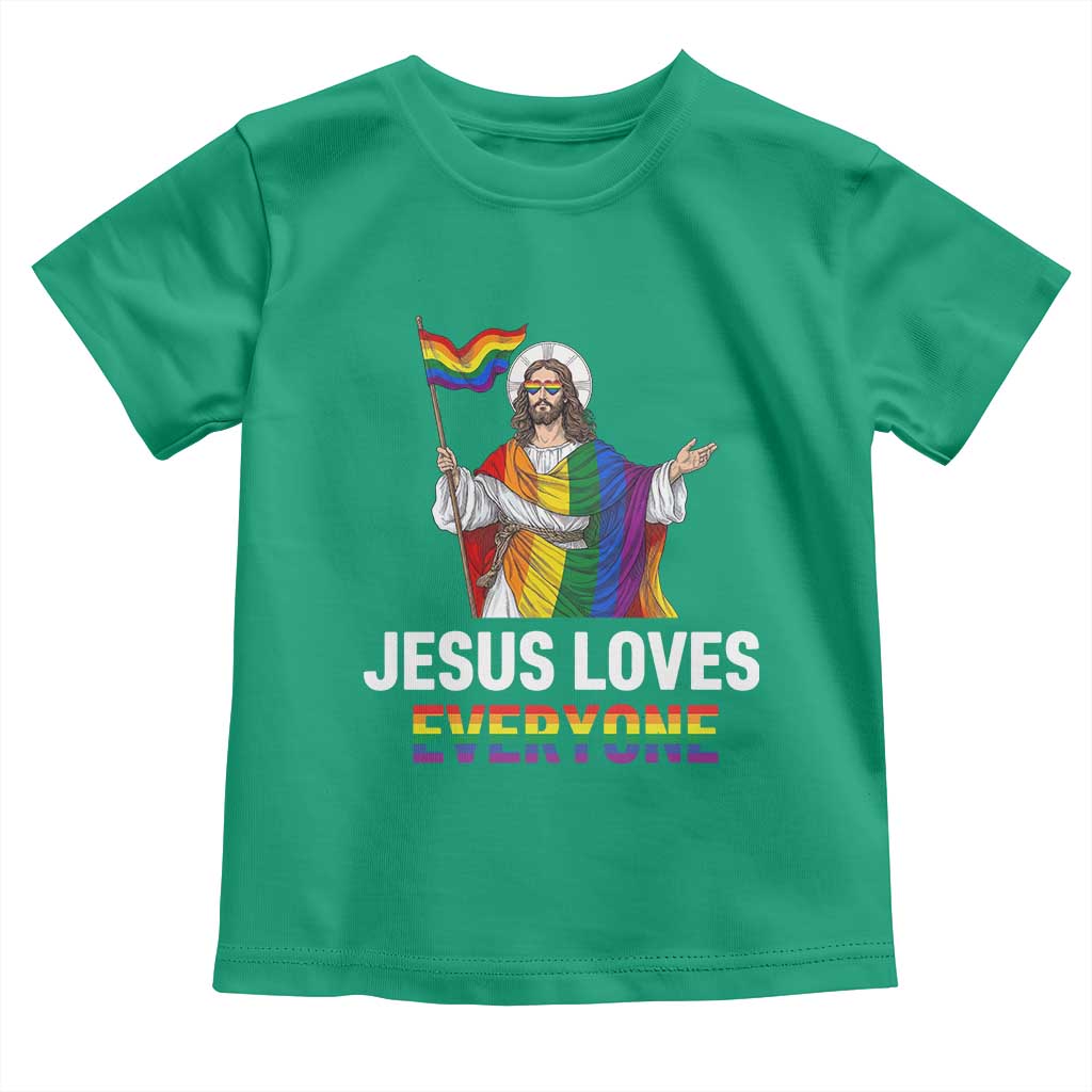 Funny Rainbow Jesus Loves Everyone Toddler T Shirt Religious LGBTQ Support