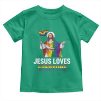 Funny Rainbow Jesus Loves Everyone Toddler T Shirt Religious LGBTQ Support