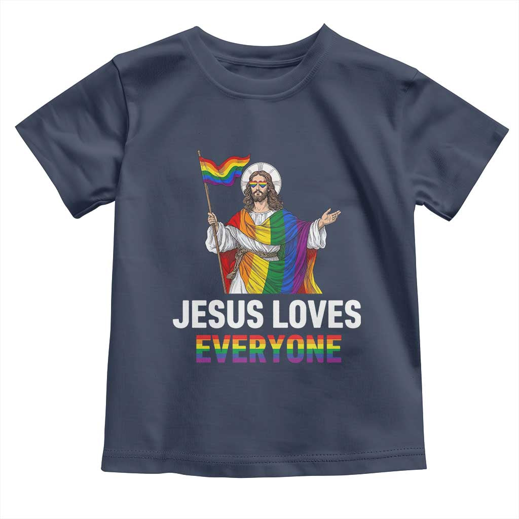 Funny Rainbow Jesus Loves Everyone Toddler T Shirt Religious LGBTQ Support