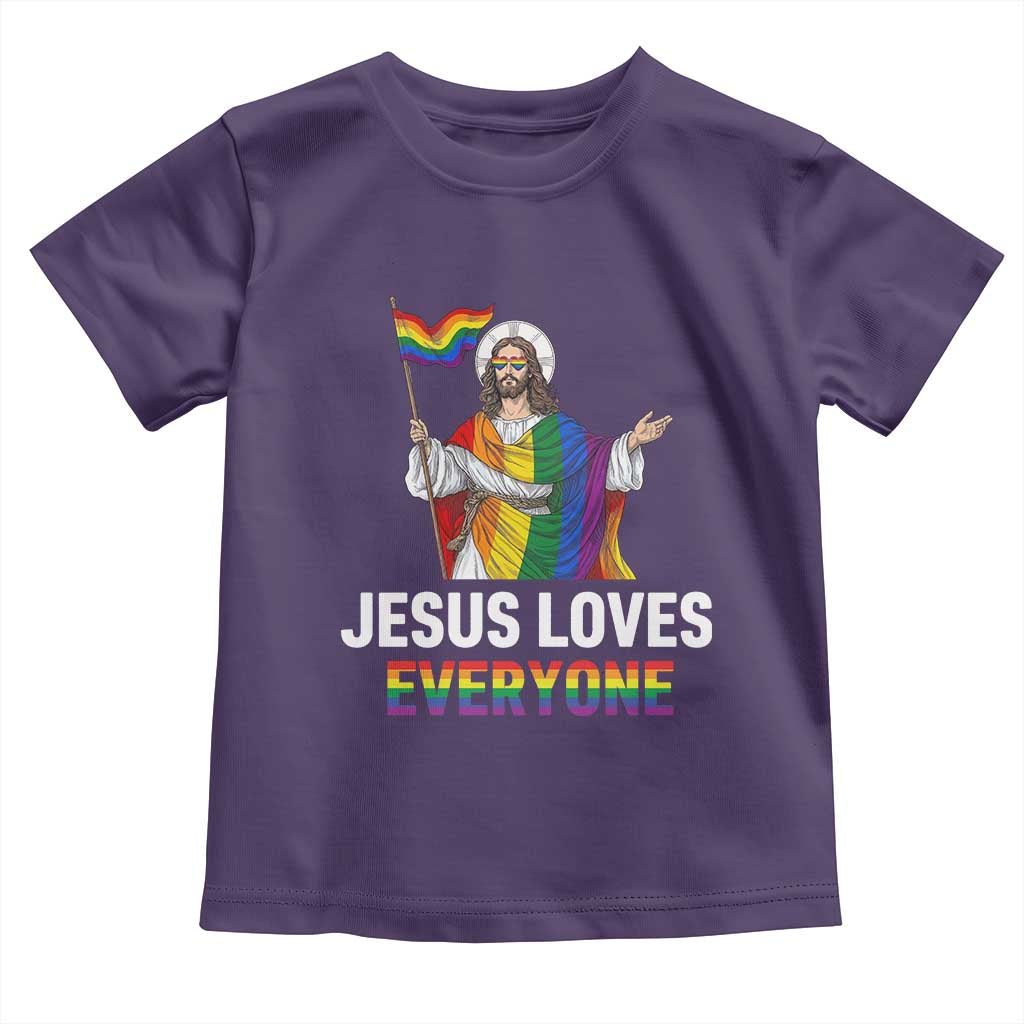 Funny Rainbow Jesus Loves Everyone Toddler T Shirt Religious LGBTQ Support