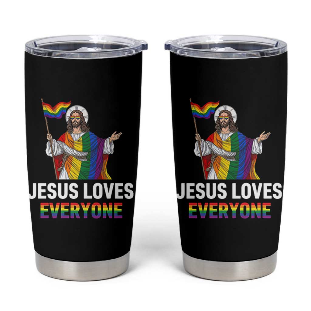 Funny Rainbow Jesus Loves Everyone Tumbler Cup Religious LGBTQ Support