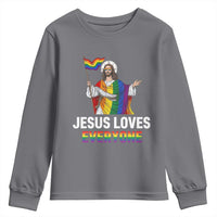 Funny Rainbow Jesus Loves Everyone Youth Sweatshirt Religious LGBTQ Support