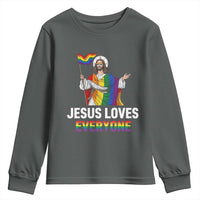 Funny Rainbow Jesus Loves Everyone Youth Sweatshirt Religious LGBTQ Support