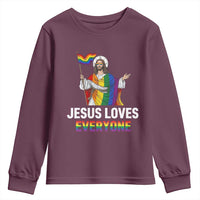 Funny Rainbow Jesus Loves Everyone Youth Sweatshirt Religious LGBTQ Support