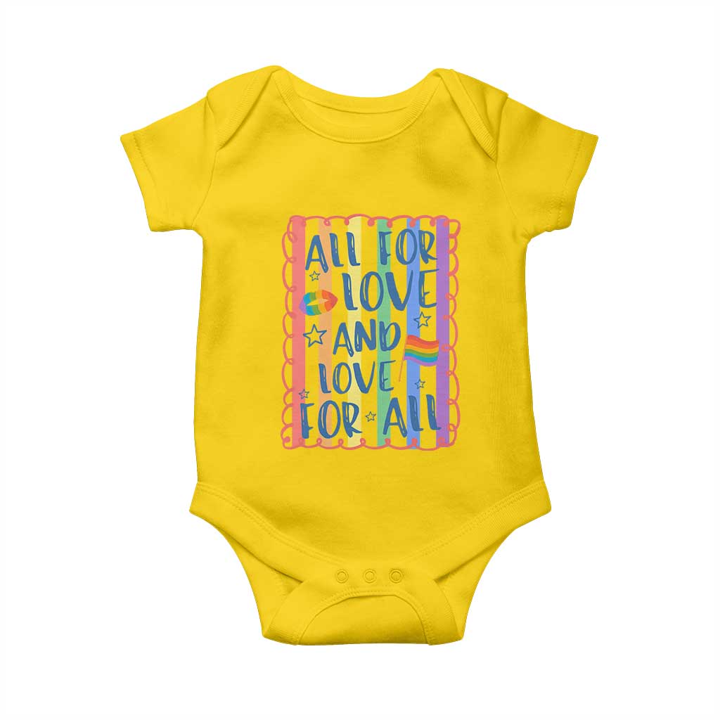 All For Love And Love For All Baby Onesie Pride Month LGBT Support