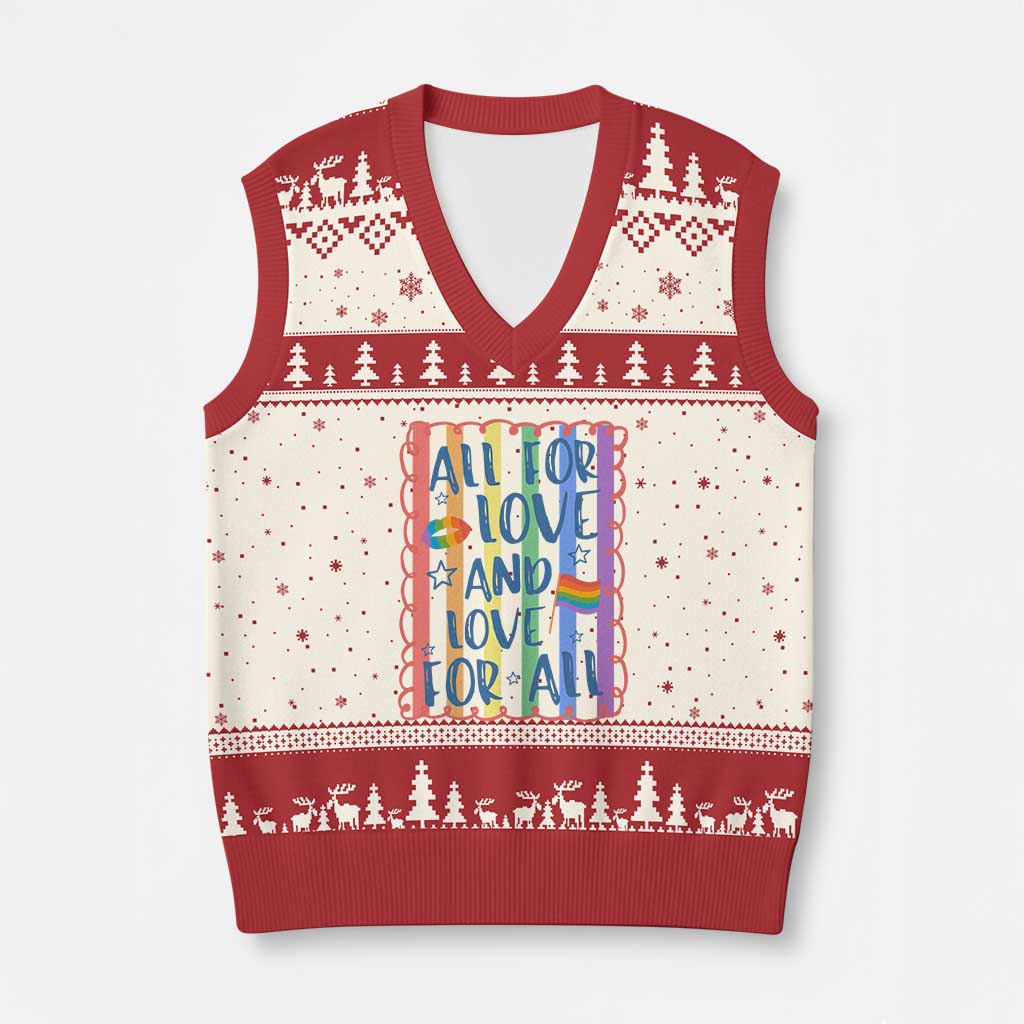 All For Love And Love For All V-Neck Knit Sweater Vest Pride Month LGBT Support