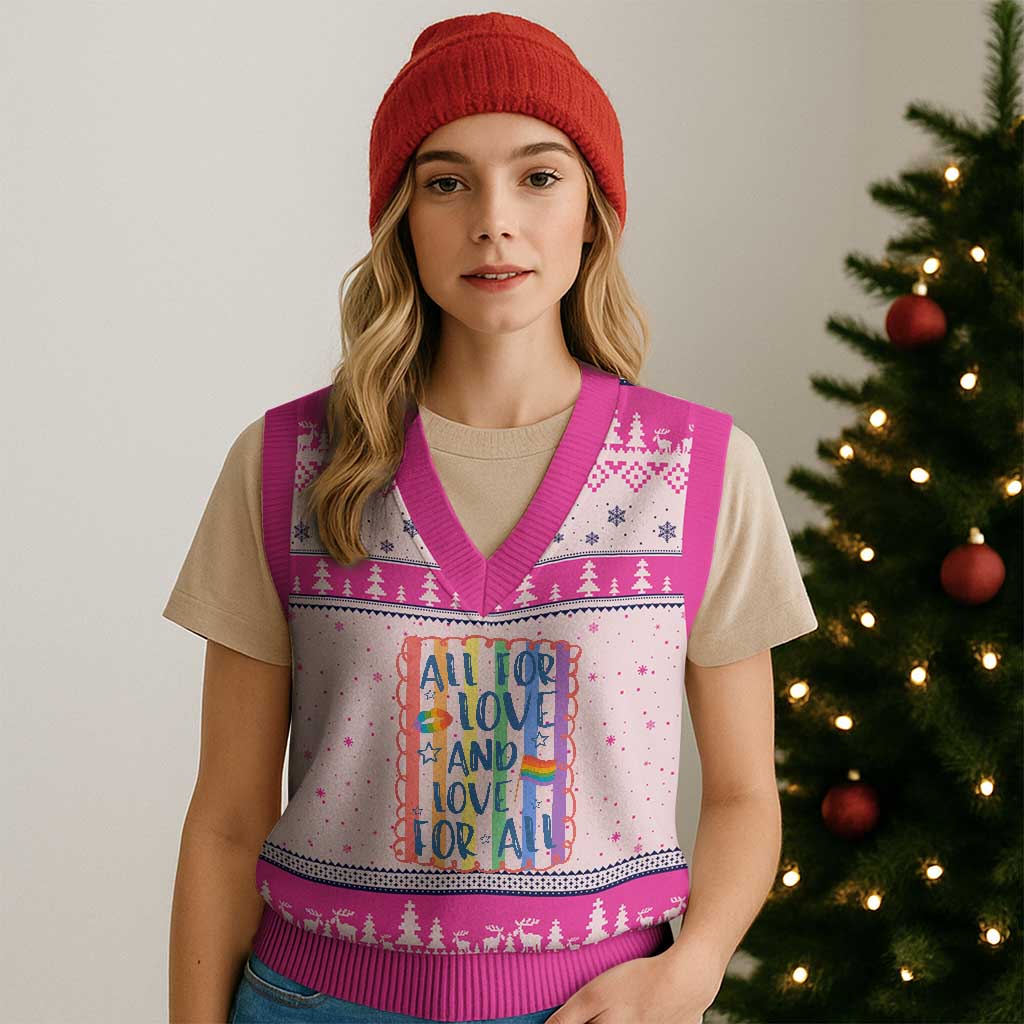 All For Love And Love For All V-Neck Knit Sweater Vest Pride Month LGBT Support