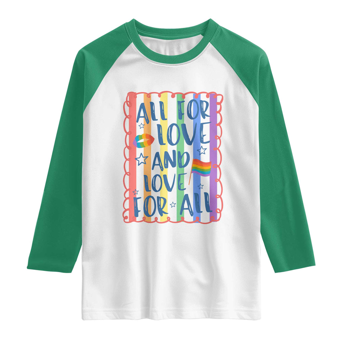 All For Love And Love For All Raglan Shirt Pride Month LGBT Support