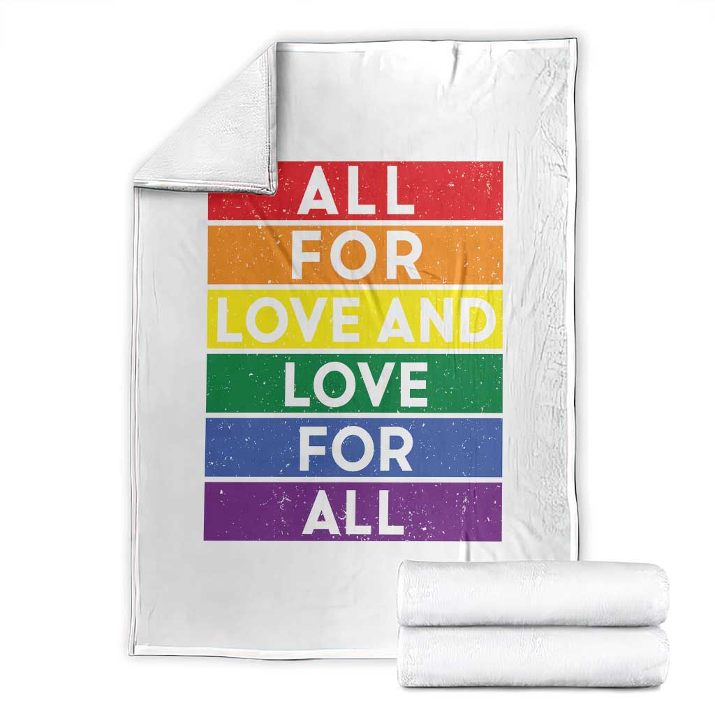 Vintage All For Love And Love For All Throw Blanket Pride Month Rainbow Graphic