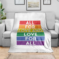 Vintage All For Love And Love For All Throw Blanket Pride Month Rainbow Graphic