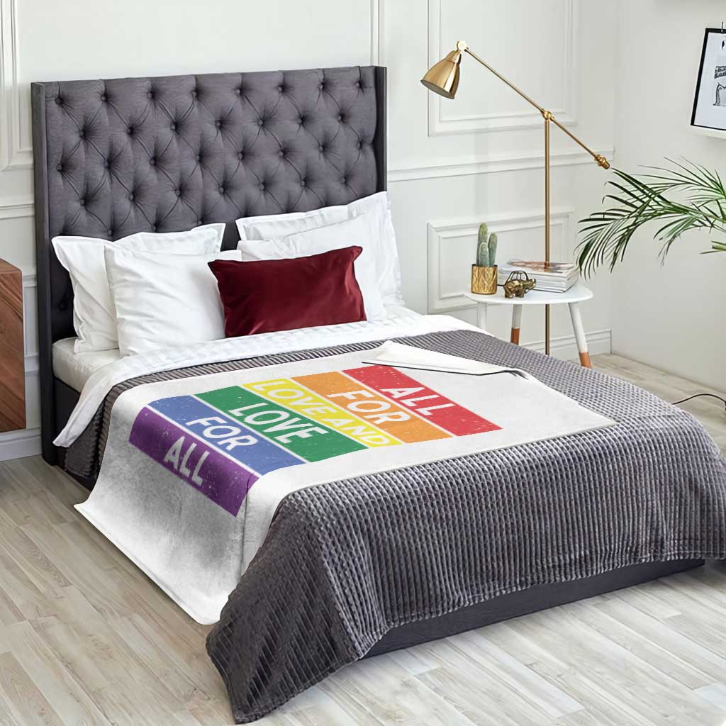Vintage All For Love And Love For All Throw Blanket Pride Month Rainbow Graphic