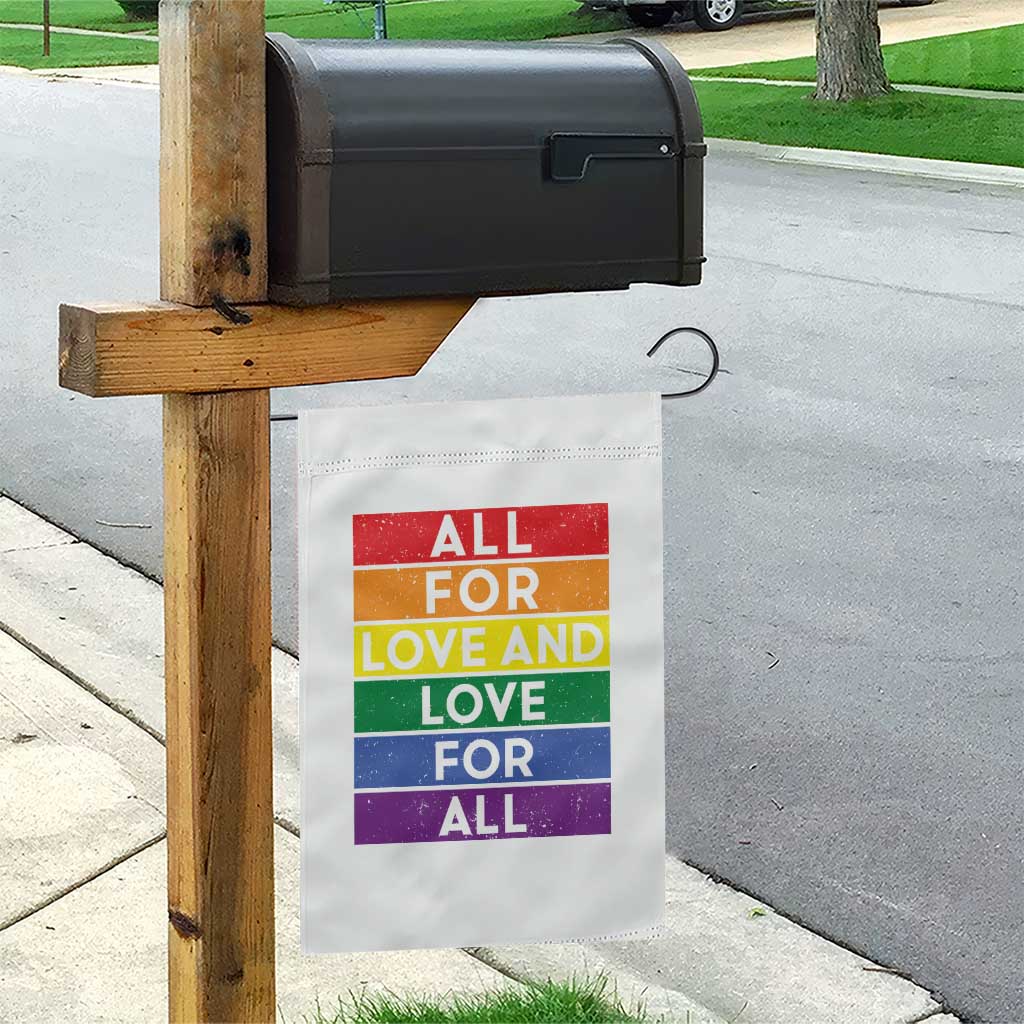 Vintage All For Love And Love For All Garden Flag Pride Month Rainbow Graphic