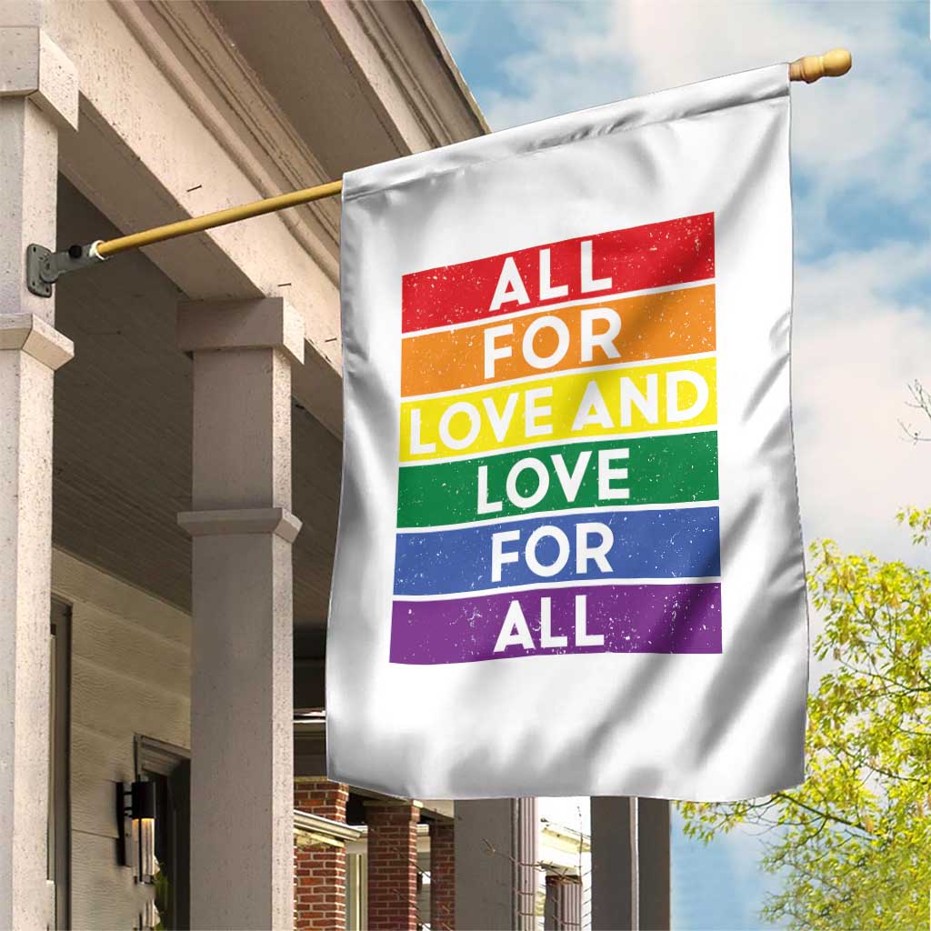 Vintage All For Love And Love For All Garden Flag Pride Month Rainbow Graphic