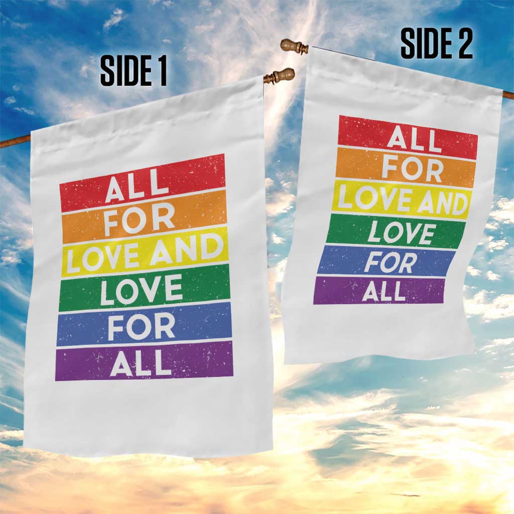 Vintage All For Love And Love For All Garden Flag Pride Month Rainbow Graphic