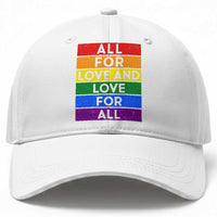 Vintage All For Love And Love For All Baseball Cap Pride Month Rainbow Graphic