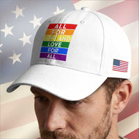 Vintage All For Love And Love For All Baseball Cap Pride Month Rainbow Graphic