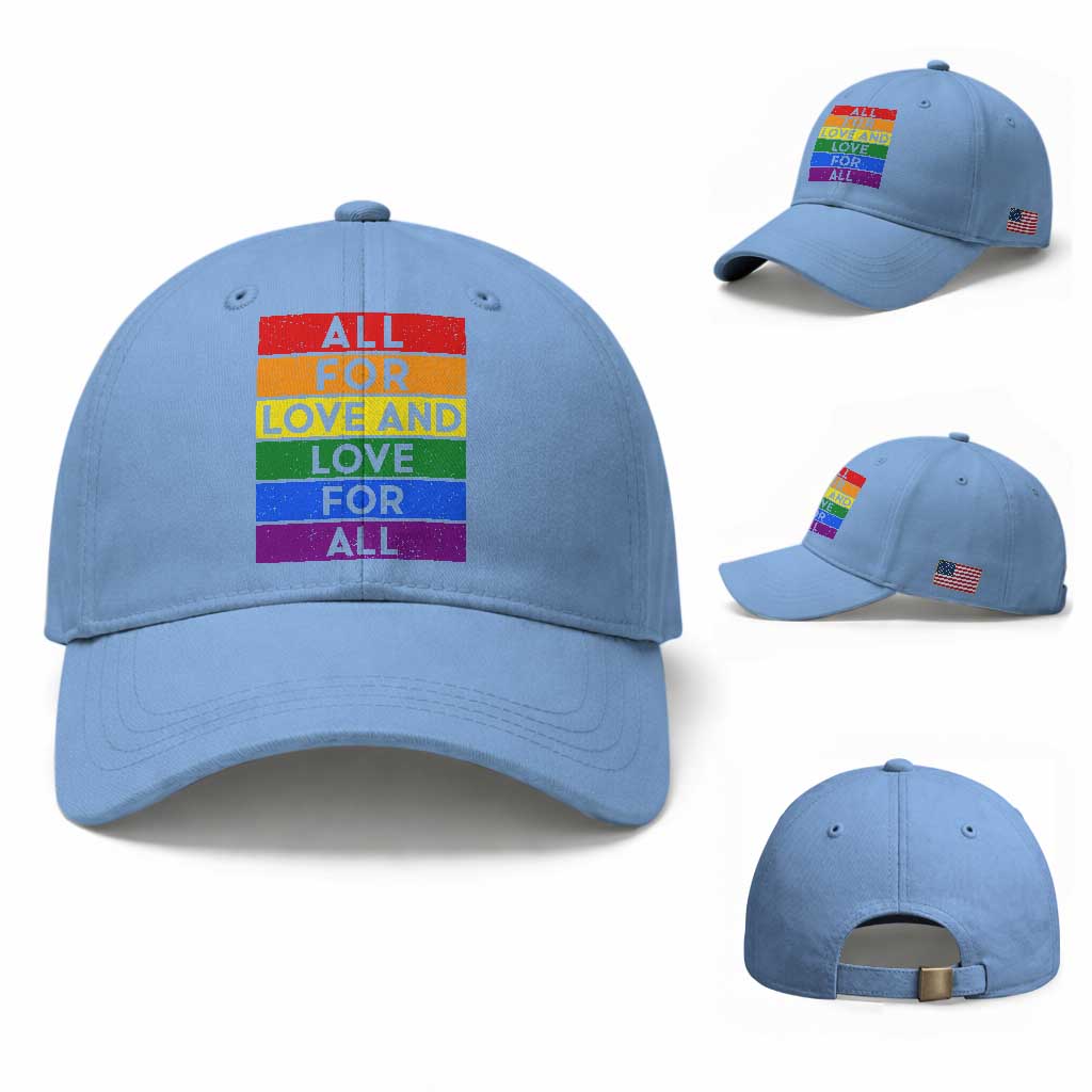 Vintage All For Love And Love For All Baseball Cap Pride Month Rainbow Graphic