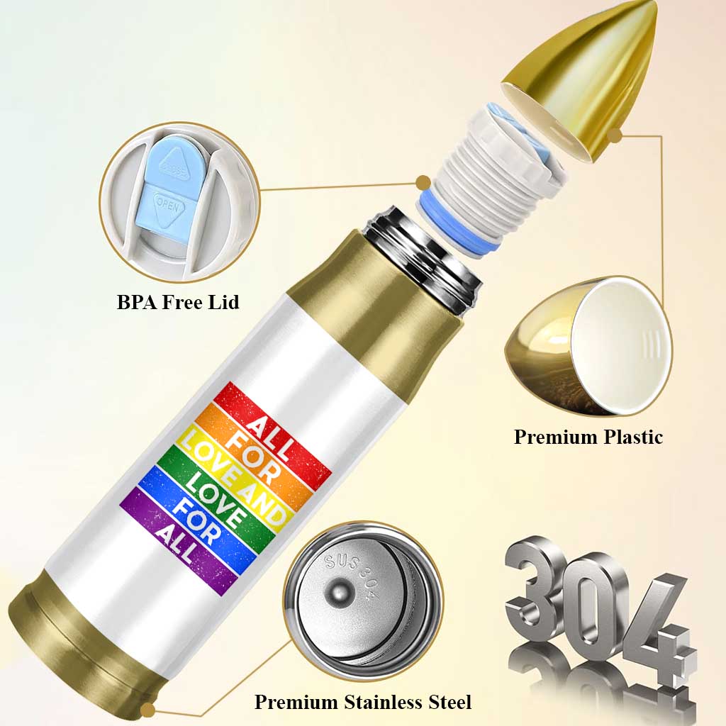 Vintage All For Love And Love For All Bullet Tumbler Pride Month Rainbow Graphic