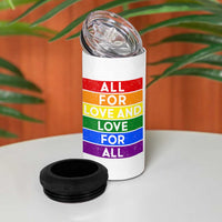 Vintage All For Love And Love For All 4 in 1 Can Cooler Tumbler Pride Month Rainbow Graphic