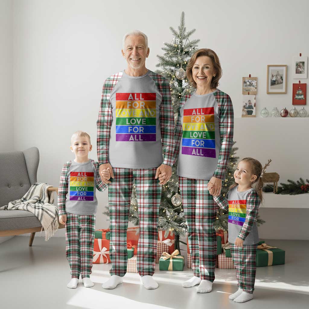 Vintage All For Love And Love For All Plaid Pajama Set Pride Month Rainbow Graphic