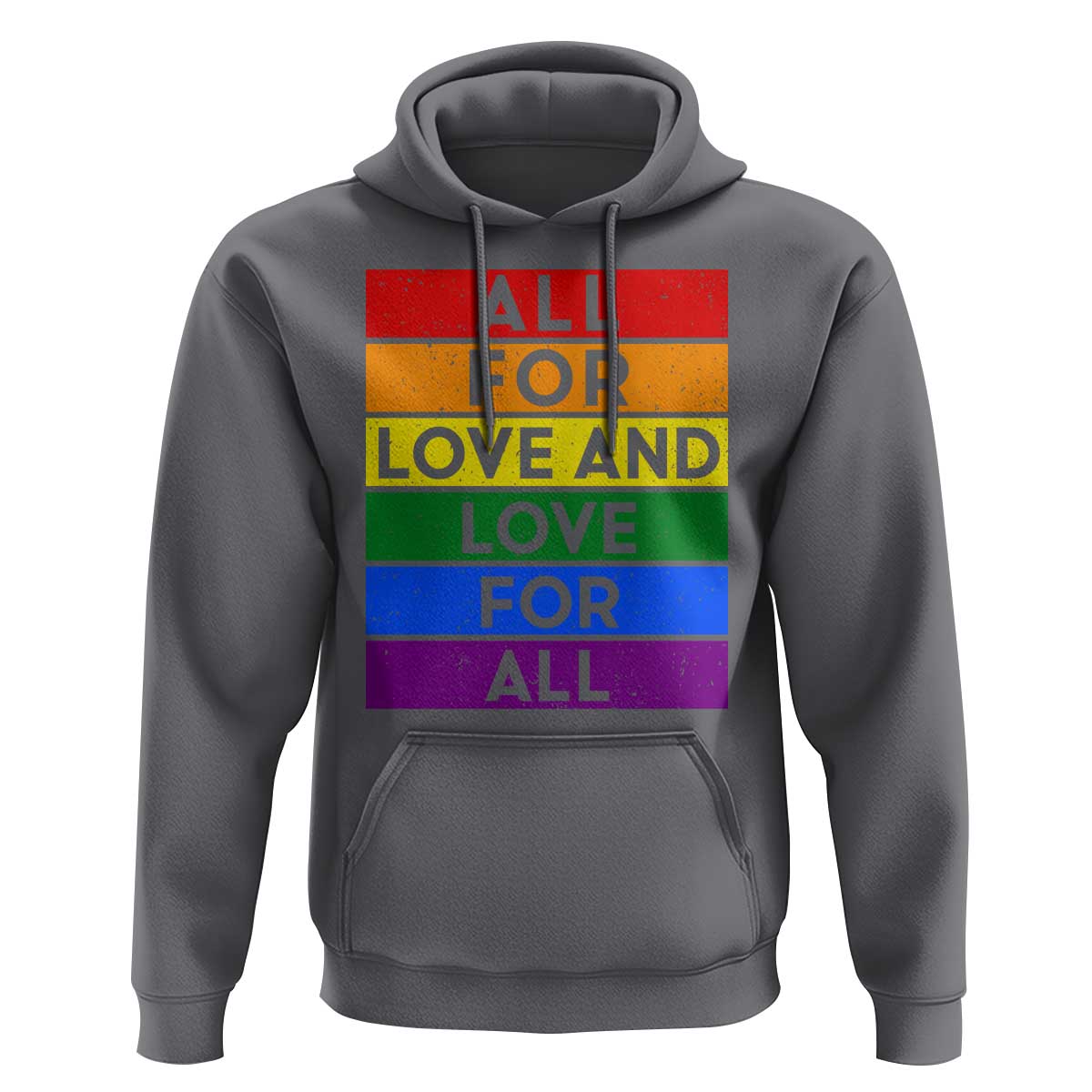 Vintage All For Love And Love For All Hoodie Pride Month Rainbow Graphic