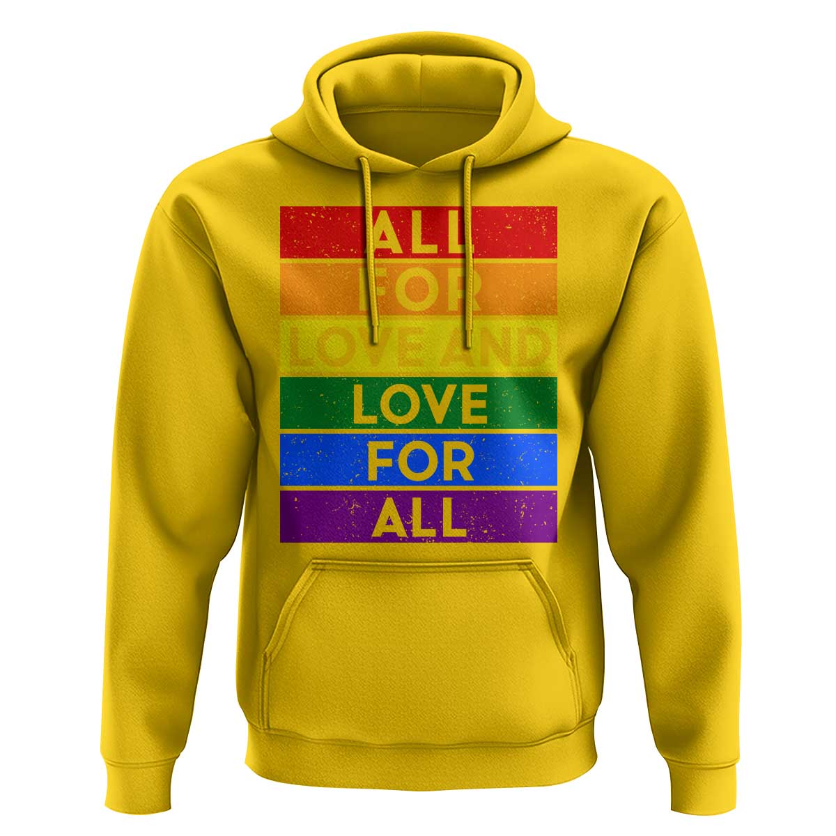 Vintage All For Love And Love For All Hoodie Pride Month Rainbow Graphic