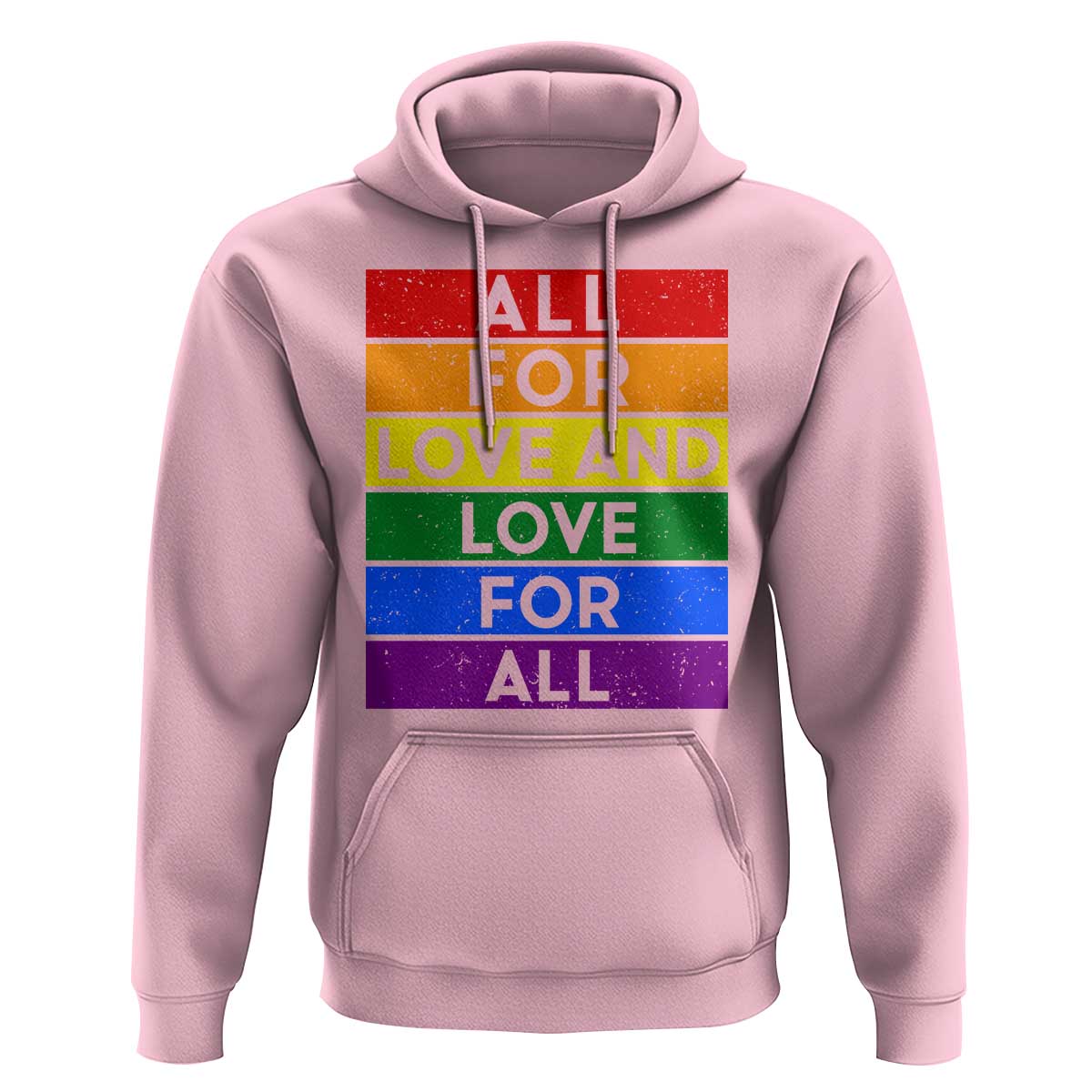 Vintage All For Love And Love For All Hoodie Pride Month Rainbow Graphic