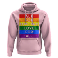Vintage All For Love And Love For All Hoodie Pride Month Rainbow Graphic