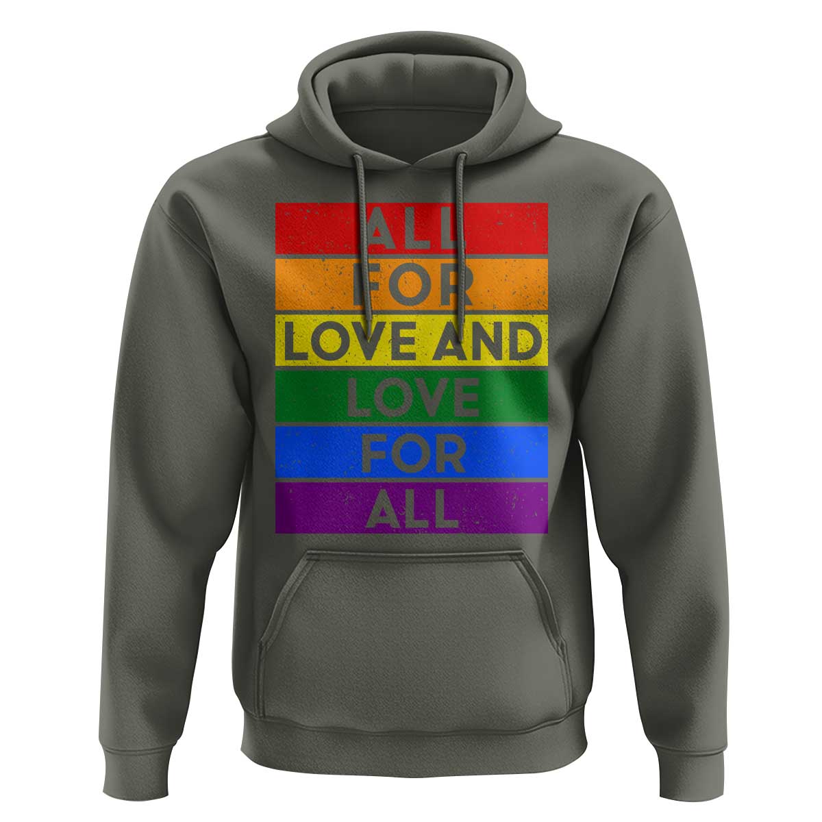Vintage All For Love And Love For All Hoodie Pride Month Rainbow Graphic