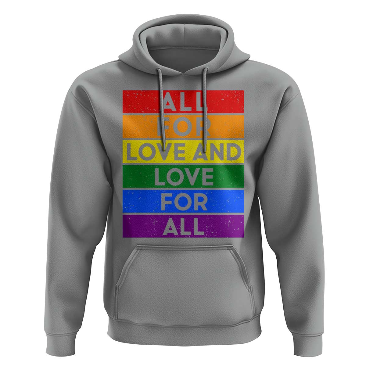 Vintage All For Love And Love For All Hoodie Pride Month Rainbow Graphic