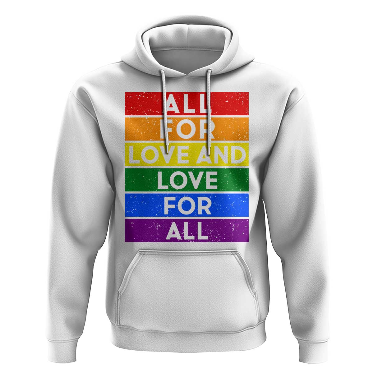 Vintage All For Love And Love For All Hoodie Pride Month Rainbow Graphic