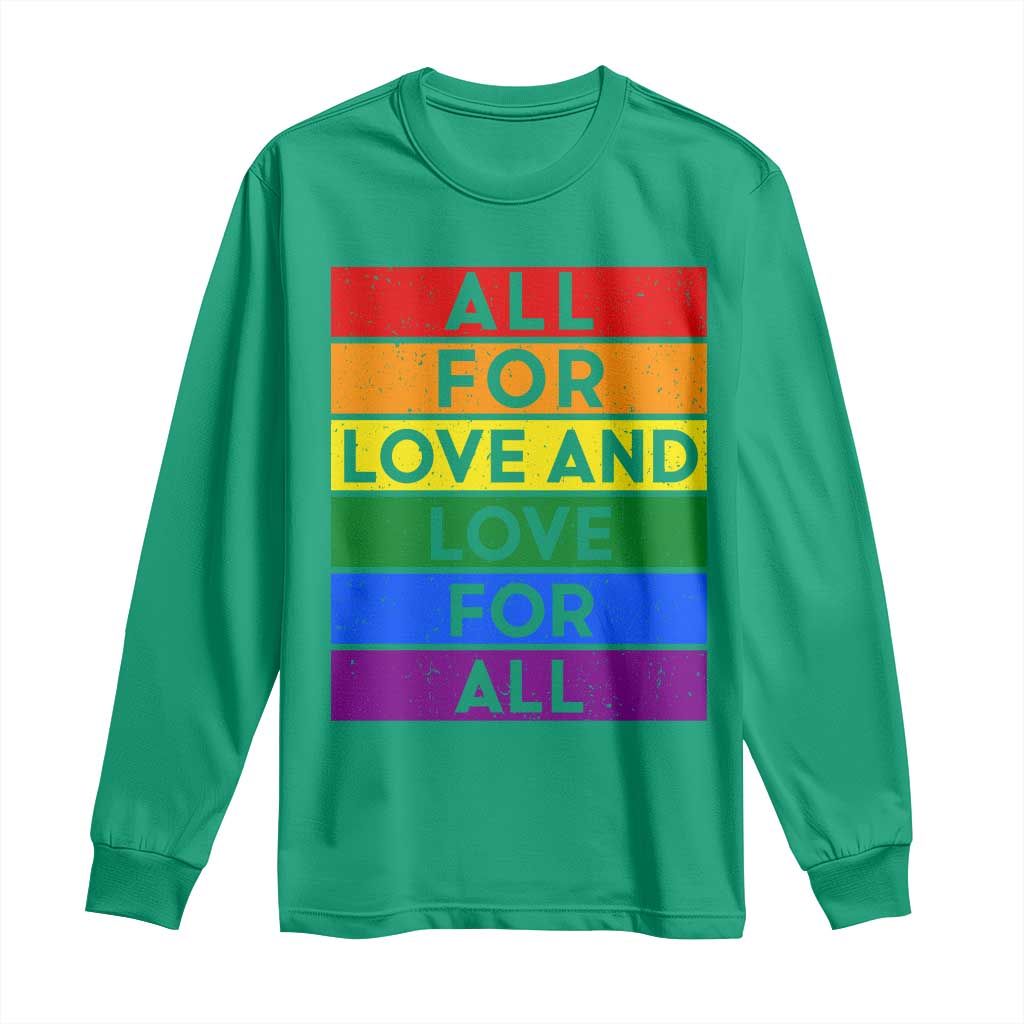 Vintage All For Love And Love For All Long Sleeve Shirt Pride Month Rainbow Graphic
