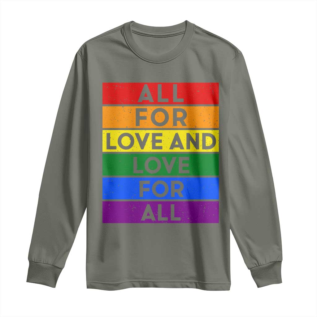 Vintage All For Love And Love For All Long Sleeve Shirt Pride Month Rainbow Graphic